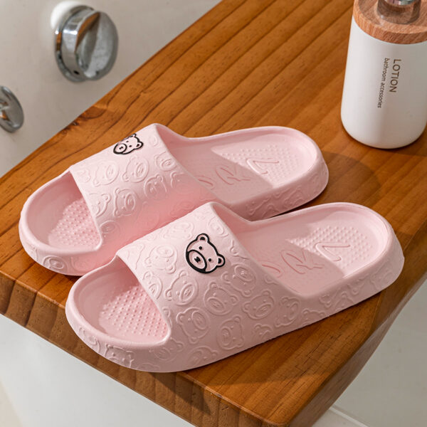 Women's Slippers Summer Printting Cute Bear Indoor Bathroom Anti-slip Soft Sole Couple Lightness Comfortable Men Leisure Shoes - Image 2