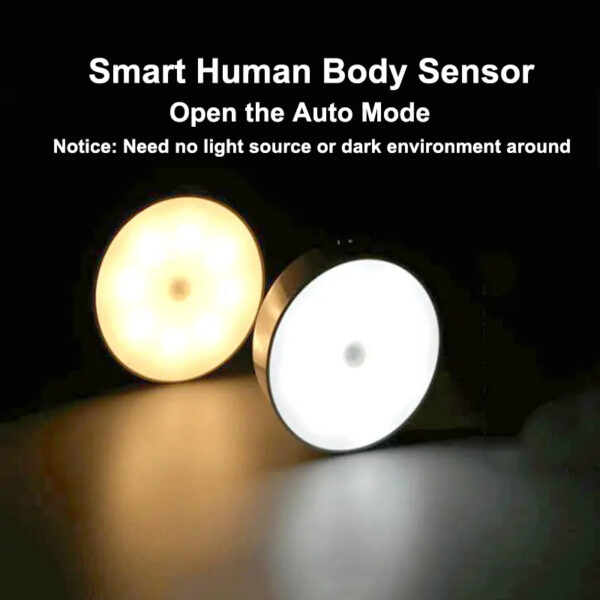 LED Smart Human Body Sensor Night Lamp Emergency Automatic Lighting USB Charging Wireless Magentic Suction Use Night Light - Image 2