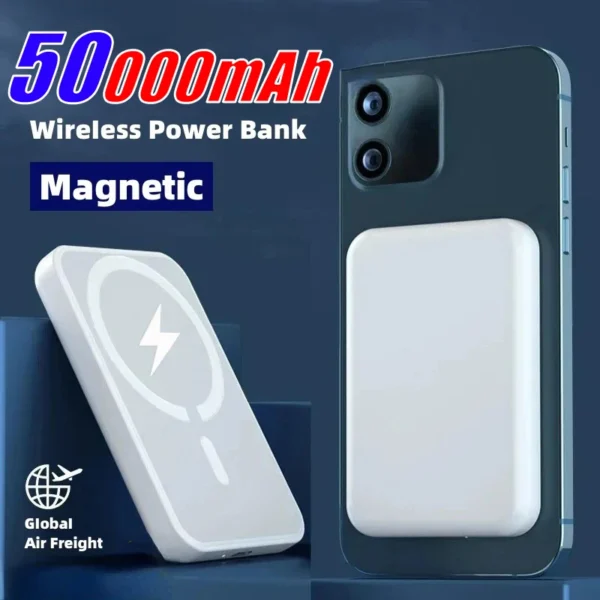 New Fast Charge 50000mAh Magnetic Wireless Power Bank for iPhone 12 13 14 15 Pro Max Portable Charger External Auxiliary Battery